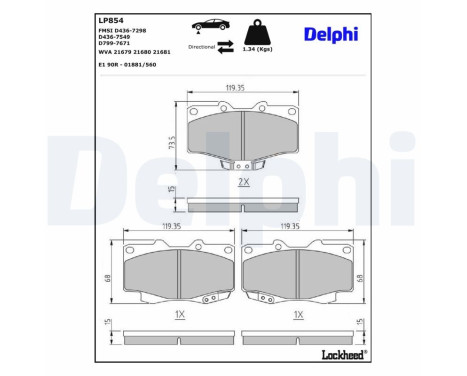 Brake Pad Set, disc brake LP854 Delphi
