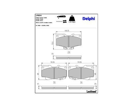 Brake Pad Set, disc brake LP854 Delphi, Image 3