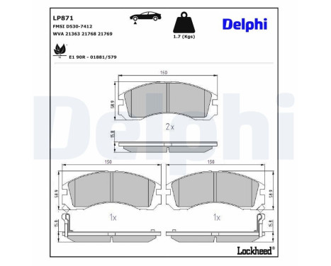 Brake Pad Set, disc brake LP871 Delphi, Image 4