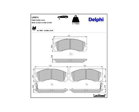 Brake Pad Set, disc brake LP871 Delphi, Image 3