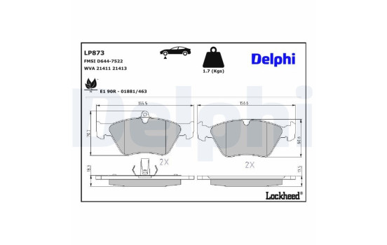Brake Pad Set, disc brake LP873 Delphi