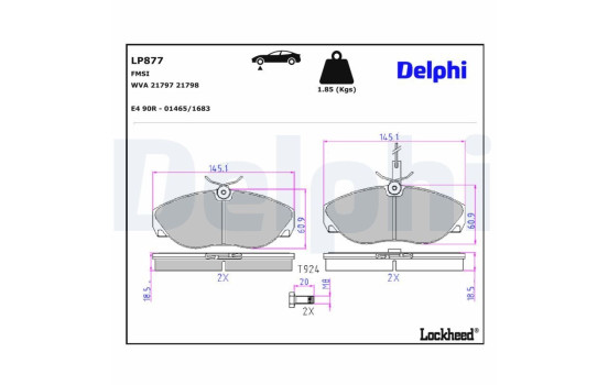 Brake Pad Set, disc brake LP877 Delphi, Image 3