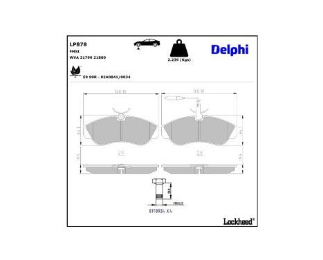 Brake Pad Set, disc brake LP878 Delphi