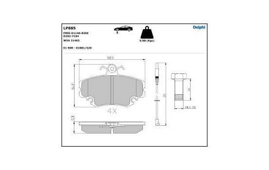Brake Pad Set, disc brake LP885 Delphi, Image 5