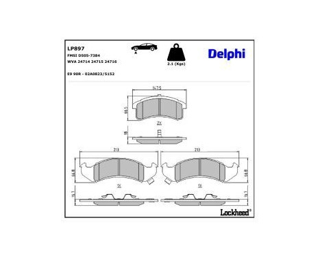 Brake Pad Set, disc brake LP897 Delphi