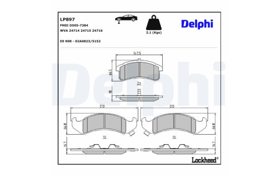 Brake Pad Set, disc brake LP897 Delphi