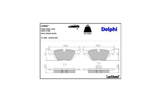 Brake Pad Set, disc brake LP907 Delphi
