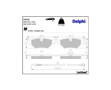 Brake Pad Set, disc brake LP910 Delphi