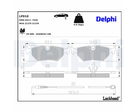 Brake Pad Set, disc brake LP910 Delphi