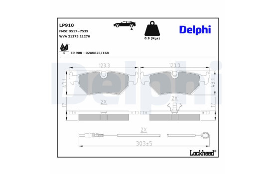 Brake Pad Set, disc brake LP910 Delphi