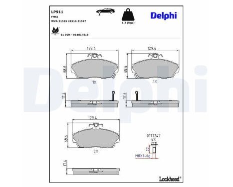 Brake Pad Set, disc brake LP911 Delphi