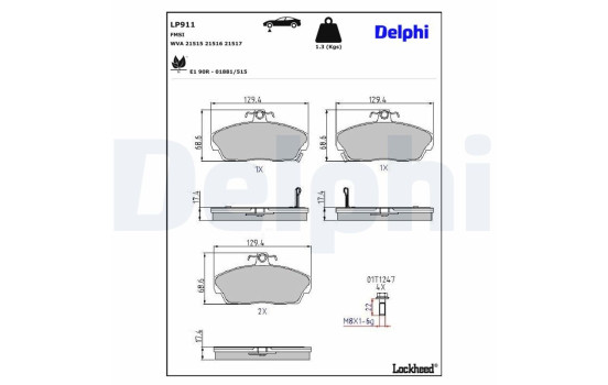 Brake Pad Set, disc brake LP911 Delphi, Image 3