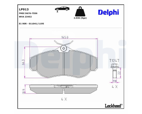 Brake Pad Set, disc brake LP913 Delphi