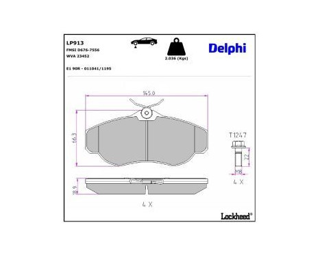 Brake Pad Set, disc brake LP913 Delphi, Image 3