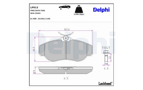 Brake Pad Set, disc brake LP913 Delphi, Image 3