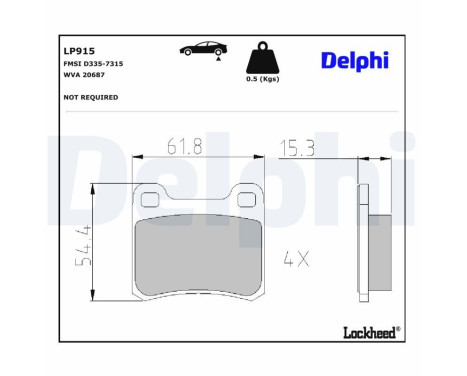 Brake Pad Set, disc brake LP915 Delphi