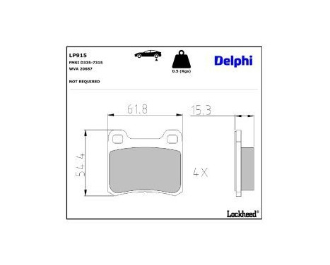 Brake Pad Set, disc brake LP915 Delphi
