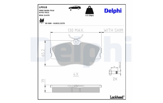 Brake Pad Set, disc brake LP918 Delphi, Image 3