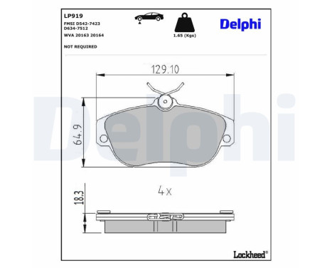 Brake Pad Set, disc brake LP919 Delphi