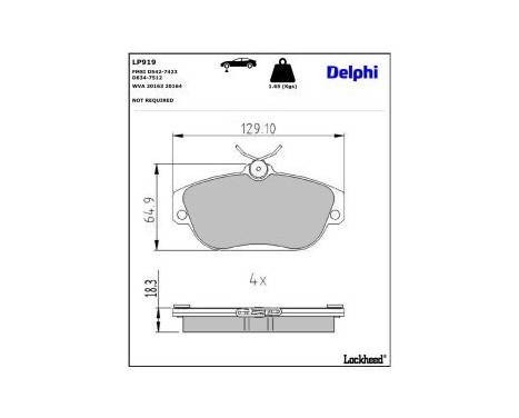 Brake Pad Set, disc brake LP919 Delphi