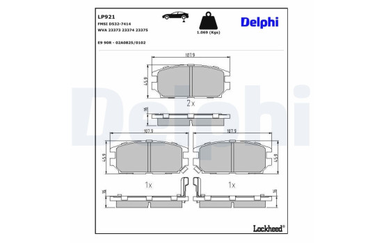 Brake Pad Set, disc brake LP921 Delphi