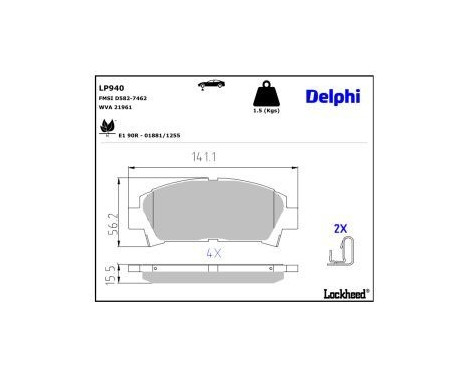 Brake Pad Set, disc brake LP940 Delphi