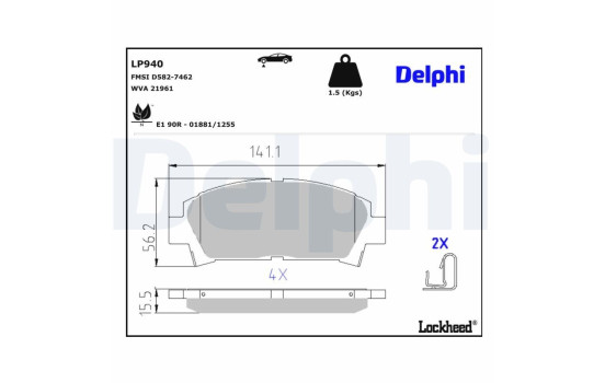 Brake Pad Set, disc brake LP940 Delphi