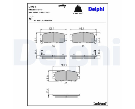 Brake Pad Set, disc brake LP954 Delphi