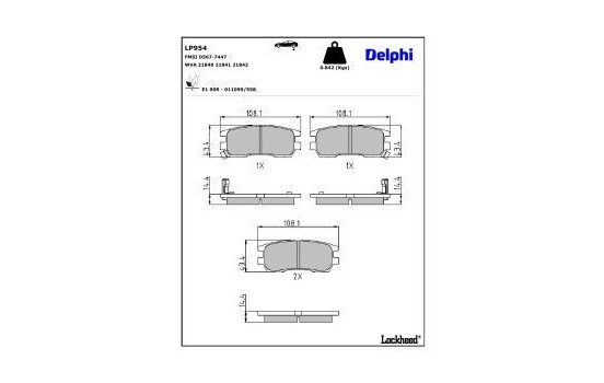 Brake Pad Set, disc brake LP954 Delphi