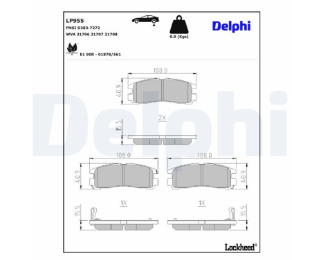 Brake Pad Set, disc brake LP955 Delphi