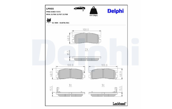 Brake Pad Set, disc brake LP955 Delphi
