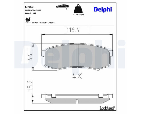 Brake Pad Set, disc brake LP963 Delphi, Image 4