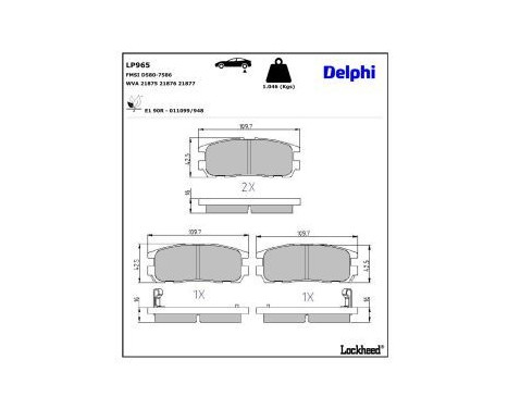 Brake Pad Set, disc brake LP965 Delphi