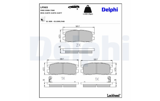 Brake Pad Set, disc brake LP965 Delphi