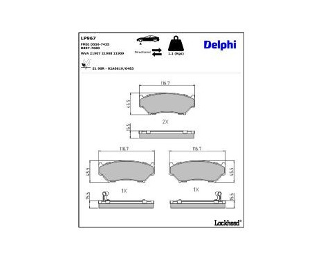 Brake Pad Set, disc brake LP967 Delphi