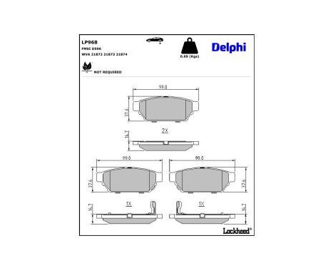 Brake Pad Set, disc brake LP968 Delphi