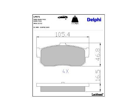 Brake Pad Set, disc brake LP971 Delphi