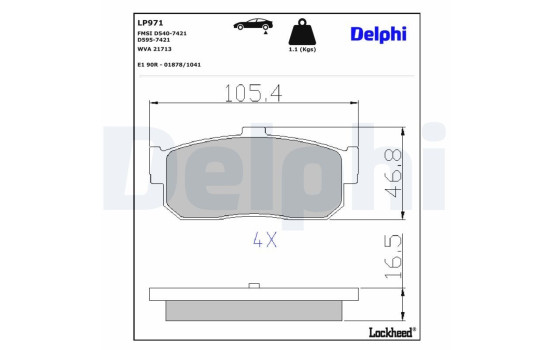 Brake Pad Set, disc brake LP971 Delphi