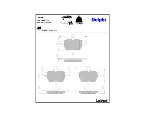 Brake Pad Set, disc brake LP978 Delphi