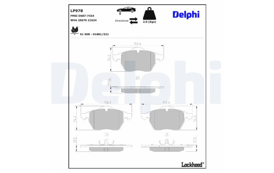 Brake Pad Set, disc brake LP978 Delphi