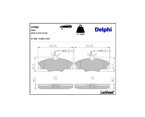 Brake Pad Set, disc brake LP985 Delphi