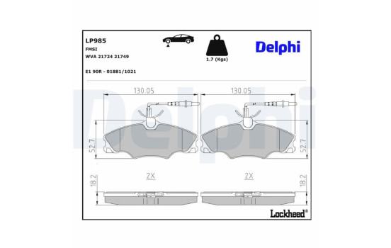 Brake Pad Set, disc brake LP985 Delphi