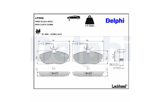Brake Pad Set, disc brake LP986 Delphi, Image 3