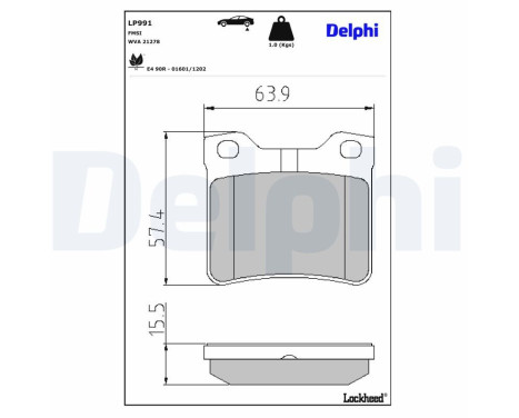 Brake Pad Set, disc brake LP991 Delphi