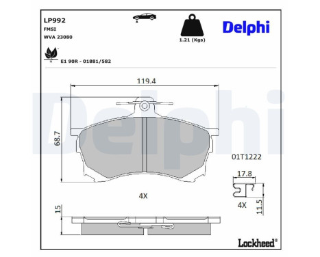 Brake Pad Set, disc brake LP992 Delphi
