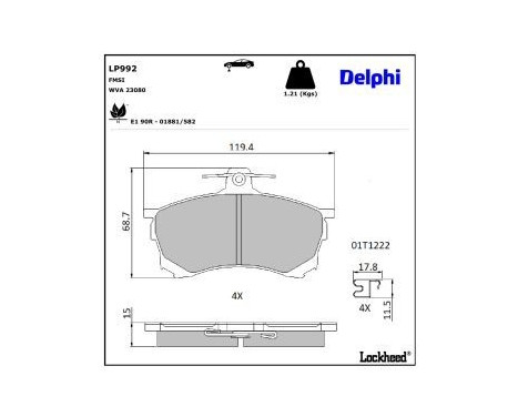 Brake Pad Set, disc brake LP992 Delphi