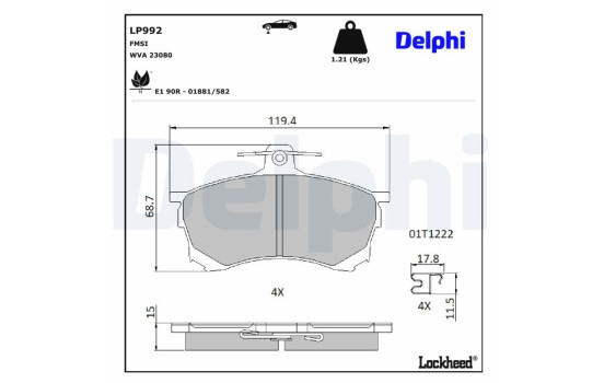 Brake Pad Set, disc brake LP992 Delphi