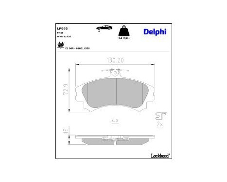 Brake Pad Set, disc brake LP993 Delphi