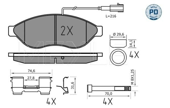 Brake Pad Set, disc brake MEYLE-PD Quality 025 244 6819-1/PD