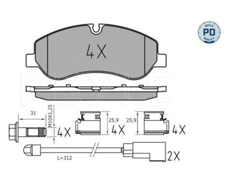 Brake Pad Set, disc brake MEYLE-PD Quality 025 256 0217/PD, Image 2